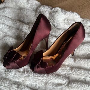 Badgley Mischka Deep Burgundy Satin Heels